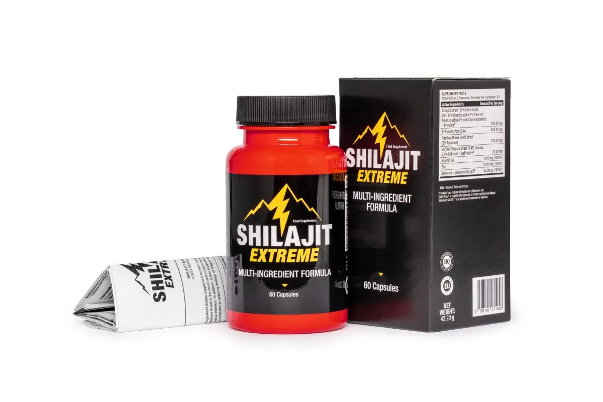 Shilajit Extreme 60 Capsules – Pure Himalayan Shilajit Extract with D-Aspartic Acid & Saffron for energy and focus
